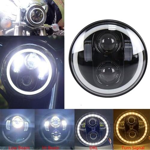 Motorcycle Accessories 5.75 LED Headlight 5 3/4 Inch White Amber Halo For Harley Sportster Iron 883 1200 Dyna Street Bob Honda
