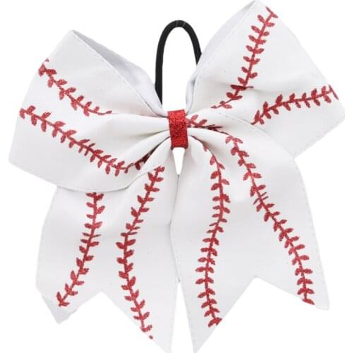 Large Leather Bow Headband For Girls Printed Cheerleading Hairbows Ponytail Kids Gifts Hair Accessories