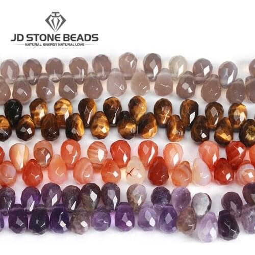 Drop-shape Beads Faceted Natural Stone Sharp 8x12mm Section Loose Beads Necklace Bracelet Accessory for Jewelry Making