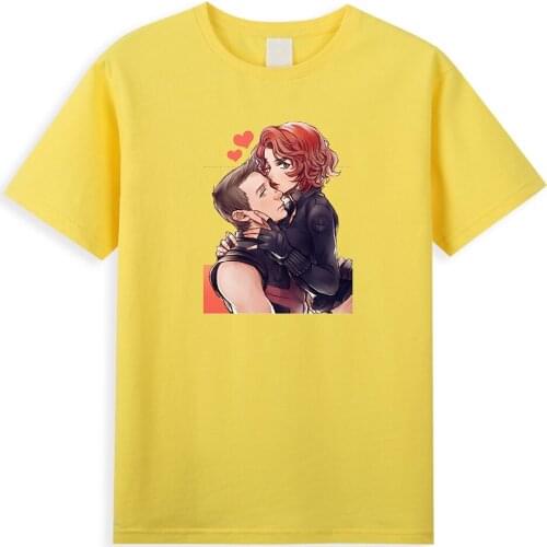 Superhero Hawkeye Black Widow T Shirts Marvel Avengers Mens T-Shirt Simple Cotton Basic Couple Tops Tee Hip Hop Summer T Shirt