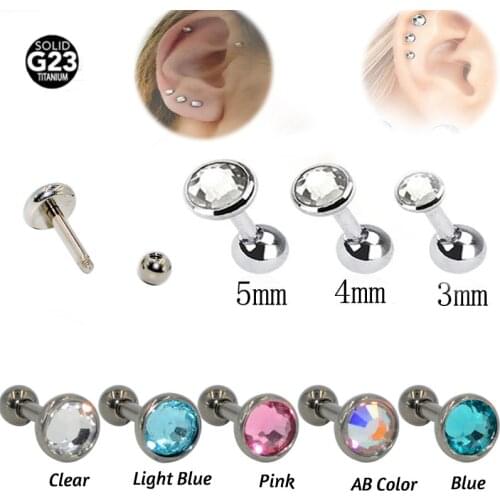 1PC G23 Titanium&Steel Opal Gem Ear Bar Ring Piercing Cubic Zircon Flower Ear Cartilage Tragus Helix Piercing Screw Fit Top 16g