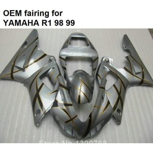 Injection molded fairing kit for Yamaha YZF R1 1998 1999 silver bodywork fairings set YZFR1 98 99 CN09