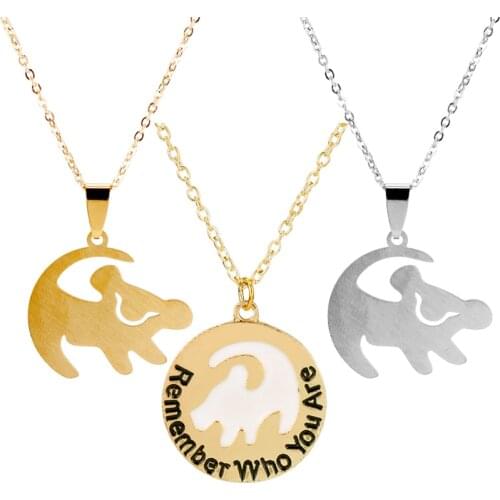Lion King Simba Remember who you are Lettering Necklace Fashion Jewelry Stainless Steel Pendants Necklaces Son Daughter Gifts