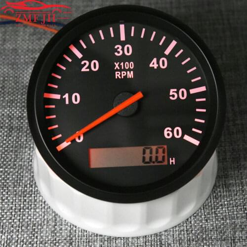 85mm Red Backlight Marine Tacho Meter with LCD Hourmeter 3000 4000 6000 8000 RPM Boat Tachometer 12V/24V Car Boat Tacho Sensor