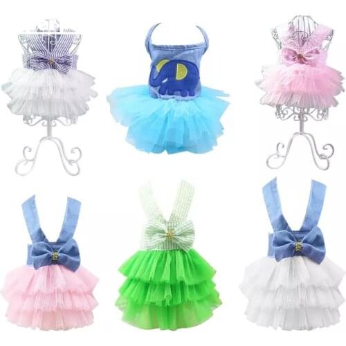 Summer Dog Dress Pet Cat Clothes for Small Dogs Wedding Dress Tutu Skirt Puppy Clothing Spring Fashion Jean Pets Cats Costumes