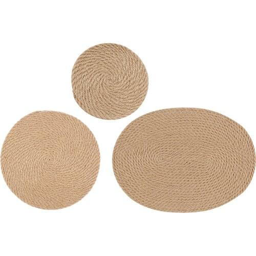Linen Placemats Straw Thickened Table Non-slip Insulation Anti-hot Placemat