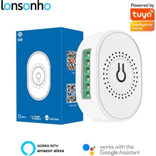 Lonsonho Tuya Smart Life WiFi Smart Mini Switch Module Relay 16A 2 Way Wireless Light Switches Alexa Google Home Compatible
