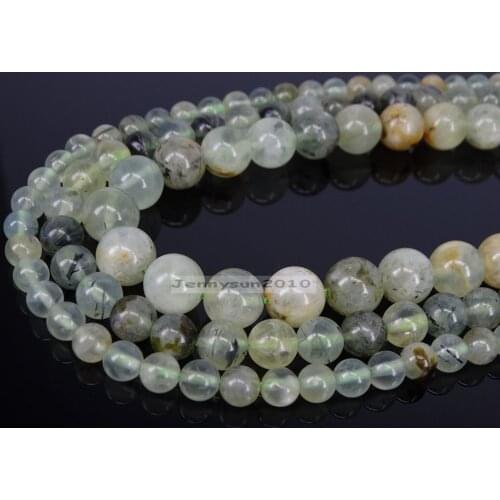 Natural Crystal Green Actinolite Quartz Gems Stone Round Beads 15.5'' 6mm 8mm 10mm for Jewelry Making Crafts 5 Strands/Pack