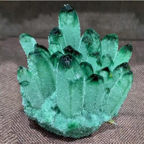 Natural Green Crystal Ghost Phantom Cluster Quartz Crystal Cluster Flower Mineral Specimen Healing Crystal Stone Home Decoration