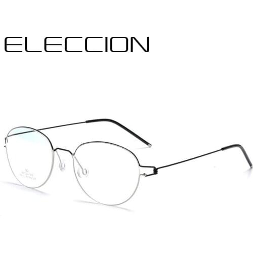ELECCION 2018 New Screwless Round Frame Glasses for Men Korean Morten Style Fashion Ultra-light Titanium Frame Eyeglasses