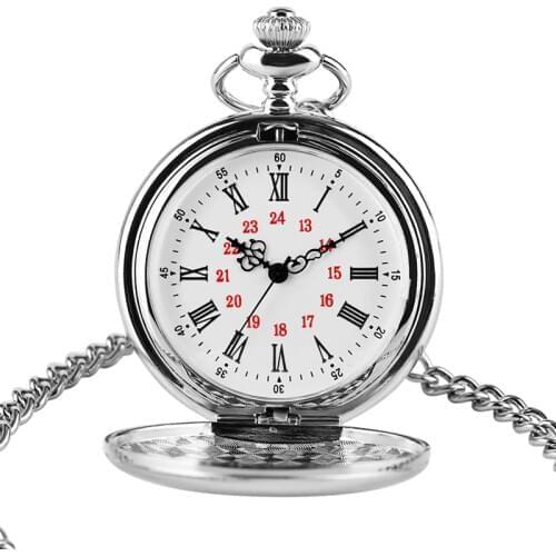New Fashion Smooth Silver Metal Pocket Watch Quartz Watch Colar Round Dial Analog 30cm Chain Gifts Watch Masculino Drop Shipping