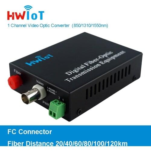 1 Channel 1 Pair Optic Video Transmitter and Receiver HD-TVI/CVI/AHD Fiber Media Converter with or without RS485 Data 20KM