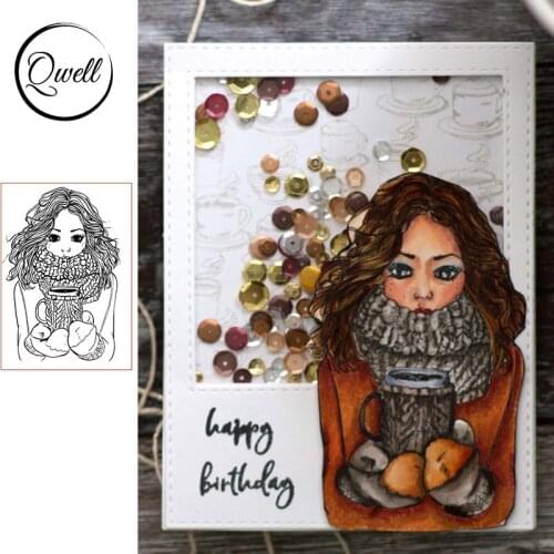 QWELL Girl Clear Stamps for Scrapbooking and Card Making Paper Craft Silicone Transparent 2019 New