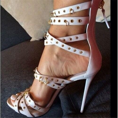 Roman Womens Cut Out OpenToe Gladaitor Sandals Cross High Heels Strappy Party Shoes Woman Punk Buckle Sandalias Mujer 2019