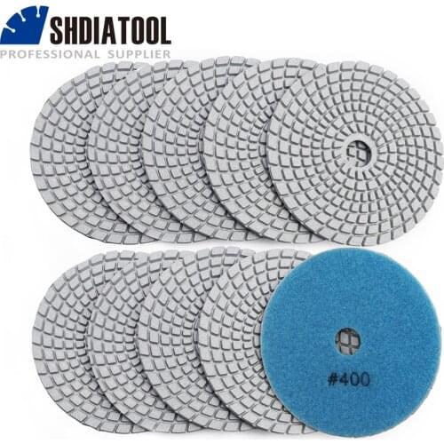 SHDIATOOL 10pcs 4inch wet diamond polishing pads 100mm grinding disc for stone granite
