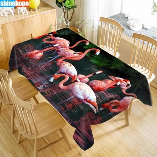 Custom Flamingo Table Cloth Oxford Print Waterproof Oilproof Home Rectangular Party Table Cover 100X140cm/140X250cm
