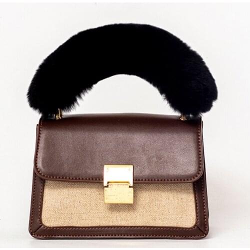 Replacement Women Plush Bag Strap Handbag Strap Belt Real Rex Rabbit Fur Bag Belts Accessories Decorative Chain