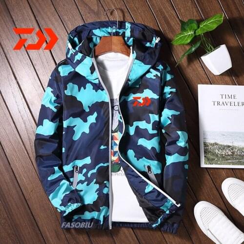 Daiwa Tactical Camouflage Fishing Jacket Men Casual New Autumn Zipper Fishing Clothes Windbreaker Coat Male Military Outwear