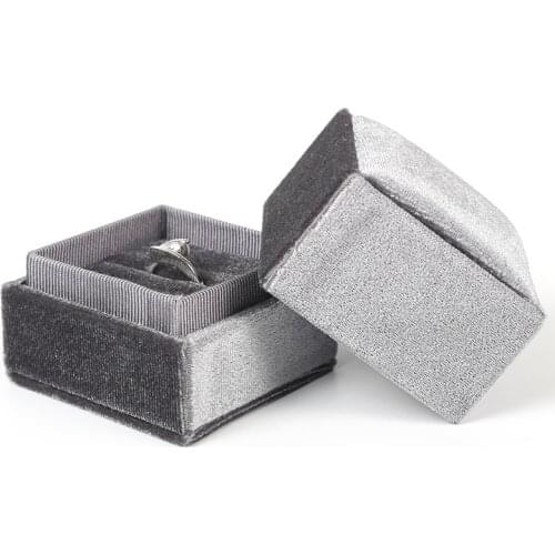 Velet Gray Wedding Engagement Rings Box Female Jewellery Earrings Necklaces Display Packaging Gifts For Lover Jewelry Organizers