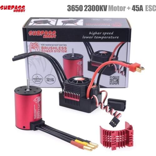 SURPASS HOBBY KK Waterproof Combo 3650 2300KV 3600KV Brushless Motor w/45A/60A Brushless ESC Heat Sink for RC 1/10 GTR/Lexus Car