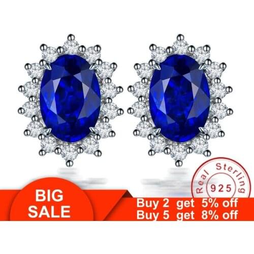 Fine Princess Diana Stud Earrings Real 925 Sterling Silver AAAAA cz Royal Wedding Earrings For Women Bridal Engagement Jewelry
