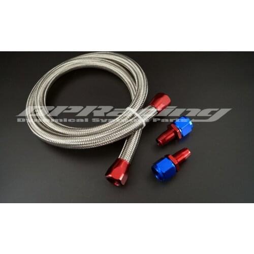 1 Meter AN8 Durable Braided Stainless Steel Racing Fuel Oil Hose Line / 8AN Oil Cooler Hose Line + staight oil hose Fitting