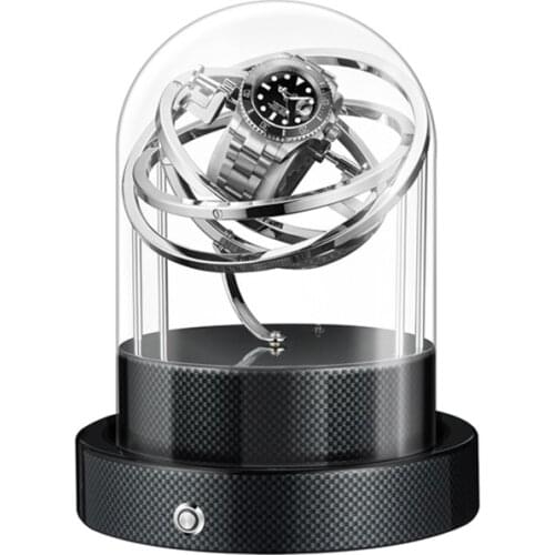 1 Piece Luxury Automatic Single Electric Watch Winder Wooden Striped Base Multi-Function Storage Box Mechanical Watch Collection