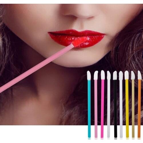 100pcs Portable Cosmetic Disposable Velvet lip Brush Lipstick Makeup Brush applicator Extension Tool Star girl Makeup Worker Use