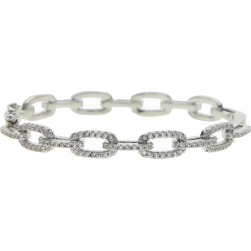 2020 new fashion women jewelry iced out bling micro pave cz cuban chain band bangle