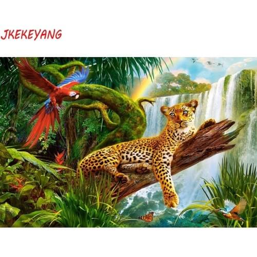 5D DIY square/round Diamond painting Cheetah and parrot Cross Stitch Diamond Embroidery Pattern Rhinestone J1630