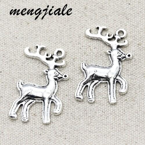 6pcs/lot Deer Charms Antique Silver Long Horn Antler Charm Pendants 38x24mm