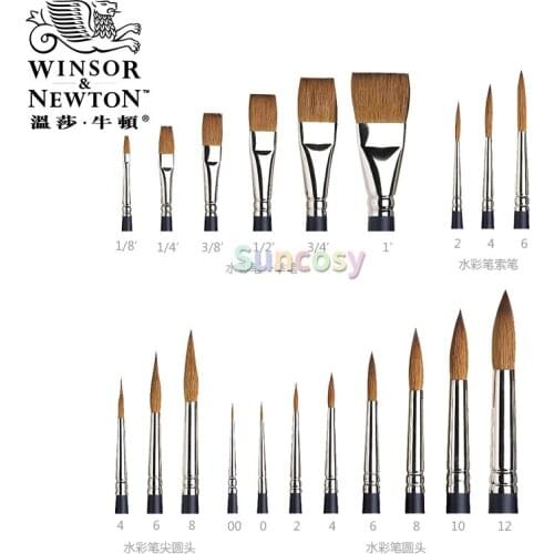 Winsor & Newton Artists' Watercolor Sable Brushes, Round, Pointed Round,Rigger,One- Stroke,Short Handle,Art supplies