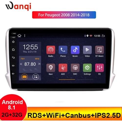 10" 2+32G RDS Car GPS Multimedia For Peugeot 2008 208 2014 2015 2016 2017 2018 Navigation Player Car Radio Android GPS BT NO DVD
