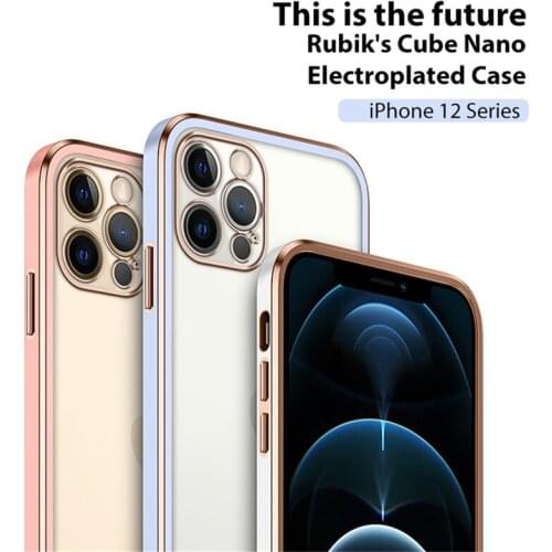 KJOEW Electroplated Straight Edge Case For iPhone 11 12 Pro Max 12 Mini 7 8 Plus X XR XS Max SE 2020 Transparent Soft Back Cover