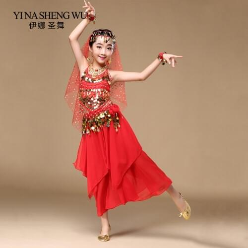 Belly Dance Oriental Dance Costumes Children Belly Dancing Sets Kids Bollywood India Practice Performance Costumes 6pcs/set