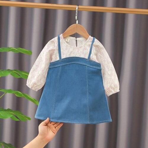 Girls Dinem Cress Spring Autumn Kids Fashion Long Sleeve Party Dress For Baby 4Y Toddler Outfits Children Birthday Clothes 2021