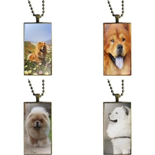 EJ Glaze Chow Dog Puppy For Girls Best Gift Glass Pendant Galaxy Pendant Necklace Women Bronze Plated Necklaces Jewelry