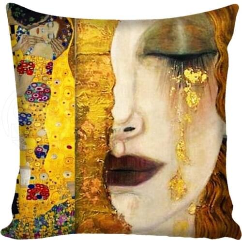 G0309 Hot Sale Gustav Klimt The Kiss Square Pillowcase Custom Zippered Cushion Pillow Cover Case 40x40cm