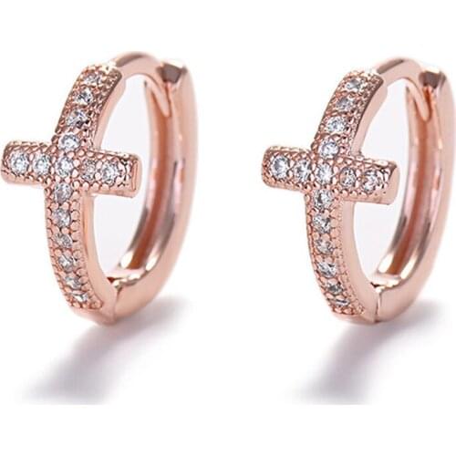 Newest Fashion Zircon Earring Tiny Earrings For Women Kids Cross Earring Ear Studs Pendientes Jewelry