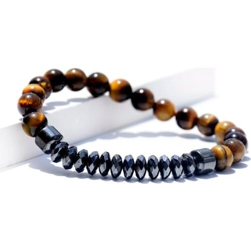 Classic Natural Stone Beads Lava Stone Tiger Eye Hematite Mens Bracelets Bangles Charms Fashion Bracelet Jewelry Drop Shipping