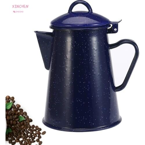 Coffee Pot Enamel Coffee Kettle High Quality Hand Tea Water Kettle Teapot Vintage Home Decor Starry Sky Blue Teapot