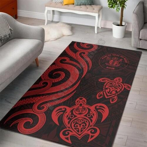 Niue Area Rug Red Tentacle Turtle 3D Printed Carpet Mat for Living Room Doormat Flannel Print Bedroom Non-slip Floor Rug