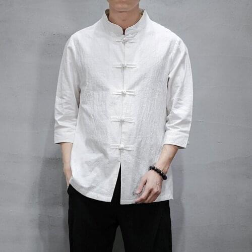 Chinese Mandarin Jacket Tai Chi Uniform Hanfu Kung Fu Traditional Chinese Clothing For Men Retro Tops Blouse Qipao KK3263