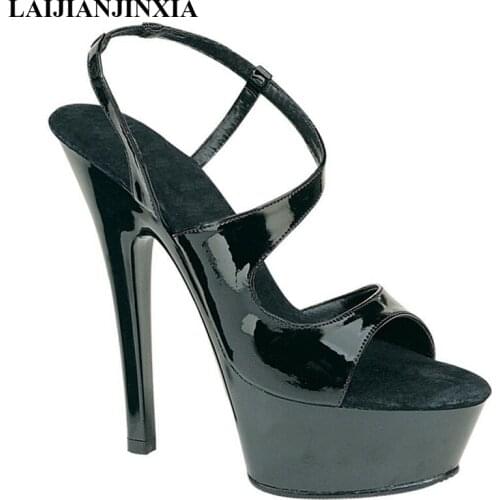 LAIJIANJINXIA New Women 15cm Night Club Party Shoes High Heels Platform Dancing Shoes Sandals Open Toe Pole Dance Shoes