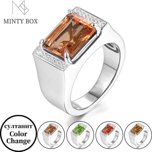 Mintybox New Arrival 925 Sterling Silver for Men Create Diaspore Ring 5.8 Carats Zultanite Ring Fashion Fine Jewelry