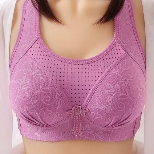 Large Size Underwear Thin Bra No Steel Ring Comfortable Solid Color Gathered High Quality Bra Full Cup Anti-Sagging Underwear