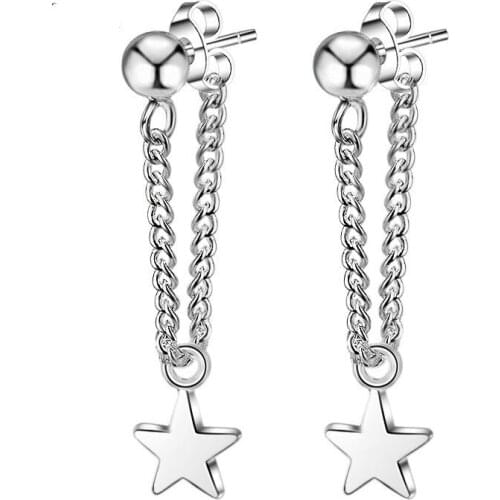 2020 new hot cehap jewelry Stud Earring Women Jewelry Classic Star Pendant with Ear Wire Chain Earrings for Women Party Gift