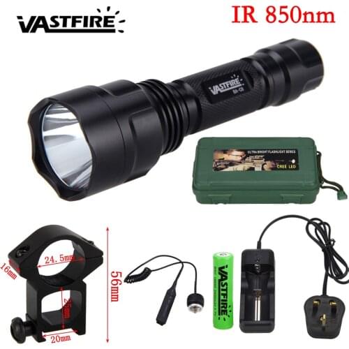 Weapon Light IR Hunting Light 5W IR 850nm Night Vision Infrared LED Night Hunting Lantern+18650+USB Charger+Switch+Rifle Mount