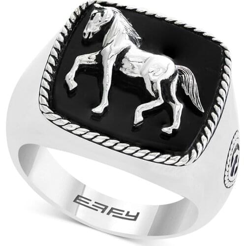 Punkboy Unique Retro Style Silver Plated Color Engraved Horse Animal Male Metal Ring for Men Party Jewelry Accessories