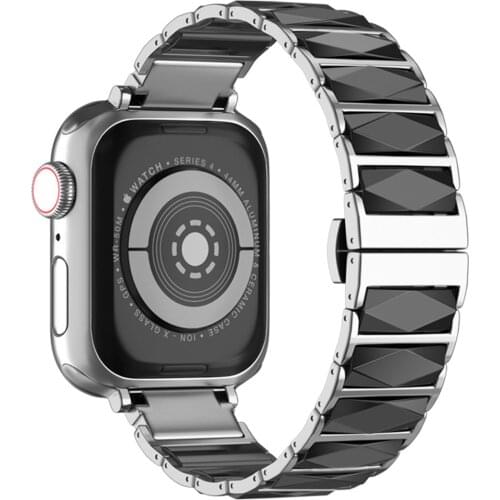 Correa for apple watch 5 4 band 44mm 40mm pulseira luxury ceramic stainless steel watchbands for iwatch strap smart bracelet